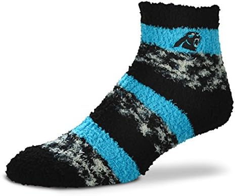 For Bare Feet NFL RMC Pro Stripe Fuzzy Sleep Socks-One Size Fits Most-Carolina Panthers