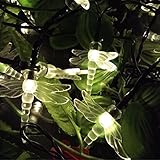 Dragonfly Solar String Lights 33ft 10M 60 LED 2 Modes Fairy Lights with Sensor for Outdoor, Gardens, Homes, Wedding, Christmas, Party and Holiday Decor(Warm White)