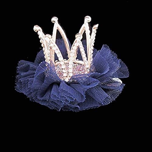 Vogelscheuche Baby Girls Crown Princess Hair Clip Gold Yarn Glitter Lace Rhinestone Birthday Hair Accessory(blue)