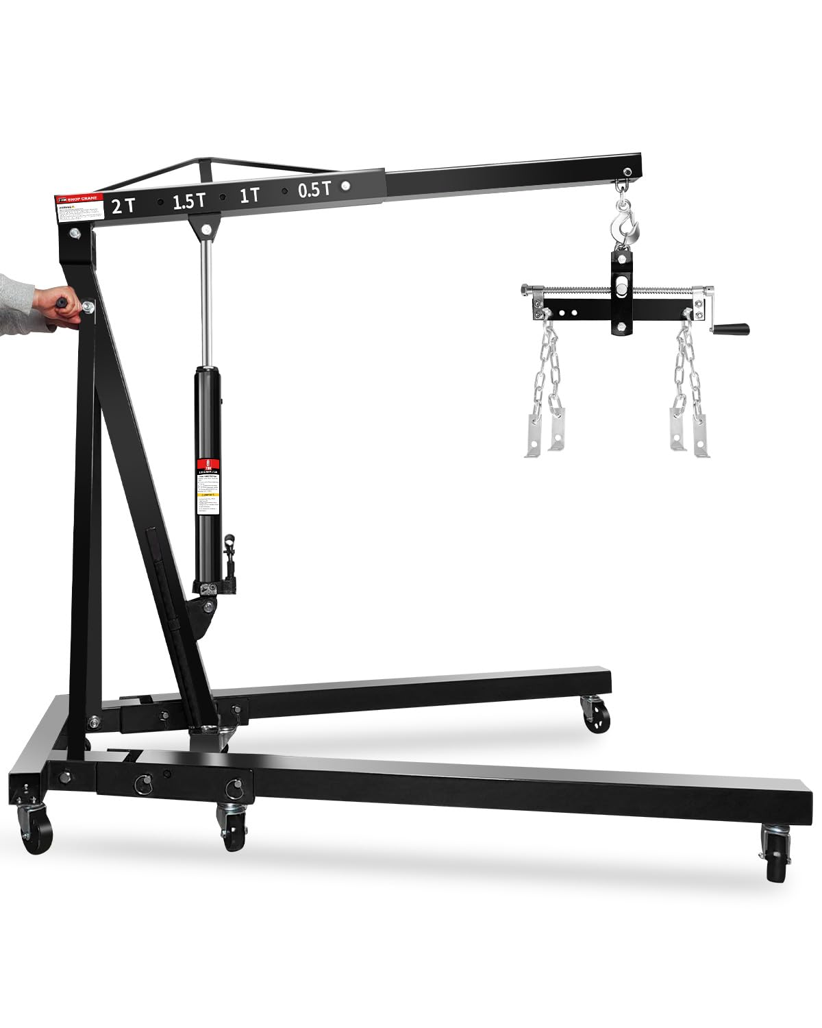 Photo 1 of ***FACTORY SEALED***2-Ton Hydraulic Shop Crane Folding Engine Hoist with Lever, 4400Lbs Capacity w/6 Steel Casters - Heavy-Duty Portable Car Lift for Truck Engines, Boat Motors, Farm Equipment(Net Wt. 168 lbs)