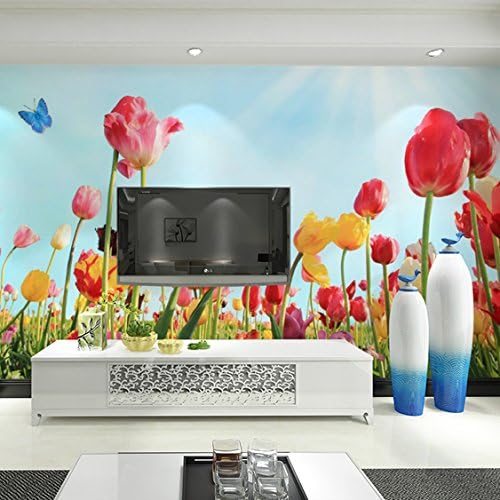 Amazon Sproud 3 D ステレオのシームレスな壁紙 壁紙 チューリップテレビ壁紙シンプルな結婚部屋は暖かく花大壁画 300 Cmx 210 Cm 壁紙