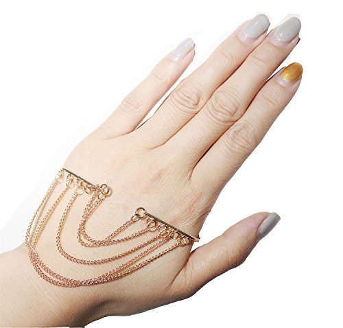 WIIPU Women simple Multi-layered tassels palm bracelet hand cuff (HPB11)