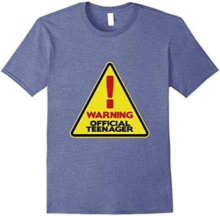 Mens Funny Warning Official Teenager T-shirt Meme Teens Quote Medium Heather Blue