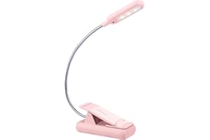 VAVOFO Rechargeable Book Light, Blue Light Blocking, Amber 1600K Clip On Reading Light, Eye Care 7 LEDs Kids Book Light for Reading in Bed with Power Indicator for Bookworms (Pink)