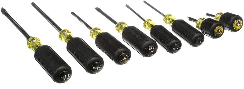 Klein Tools 85148 Screwdriver Set 8pcs Includes Magnetizer / Demagnetizer, 2 Slotted, 4 Phillips, 2 Cabinet Tip, Cushion Grip Comfort - - 