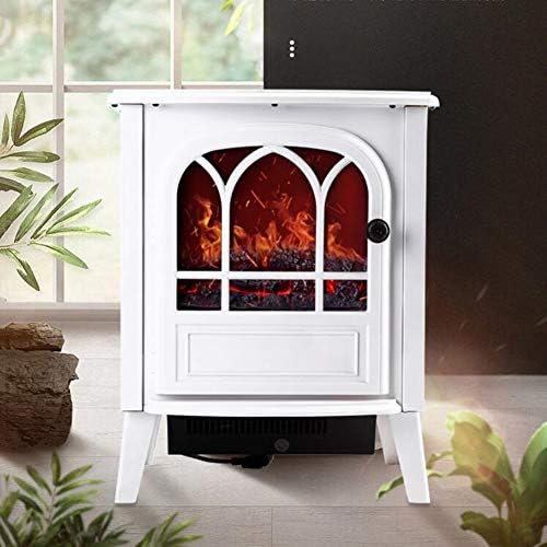 Air Conditioners CJC 900W 1800W Log Burner Effect Heaters Free Standing Adjustable Flame Temperature Control (Color : White)