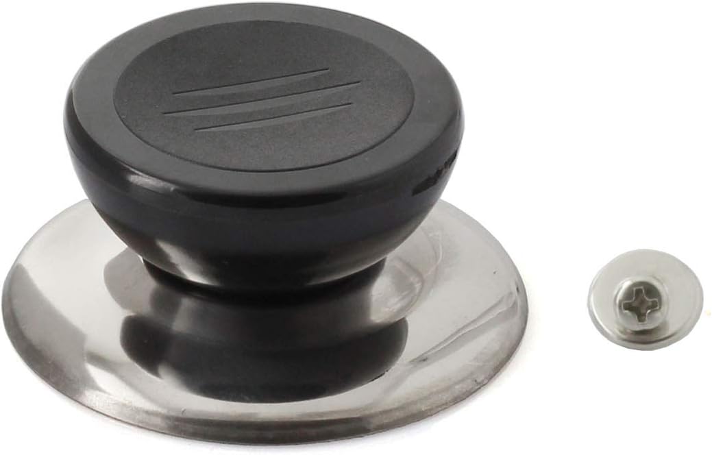PZRT Universal Pot Lid Cover Knob Handle, Kitchen Cookware Replacement Pan Pot Handgrip Lid Knob Cap,Stainless Steel Base Circular Plastic Holding Knob Screw Handle
