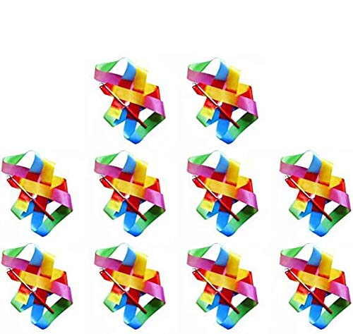 HOMEBT 2M Pieces Dance Ribbons Streamers Rhythmic Gymnastics Ribbon Wands for Kids Artistic Dancing, Baton Twirling Forge 10PCS