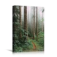 Canvas Wall Art Green Forest Dramatic Forest Landscape Living Room Multicolor Photography Rustic - 12x18 inches