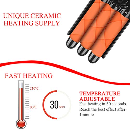 Curling Iron 3 Barrel Hair Waver Iron Black Jumbo Hair Crimper Beach