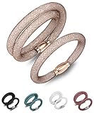 Fancydeli Women Fashion Jewelry Magnetic Stardust Wrap Double Bracelet Bangle Set (2 Sizes)with Austria White Crystals Gifts for Women Girls Her