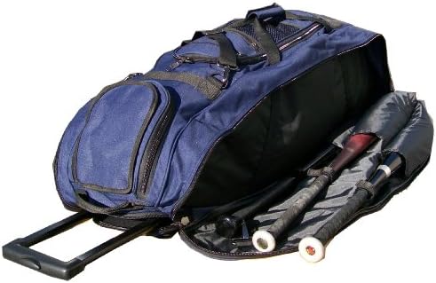 MAXOPS Catchers Bag in Solid Navy Blue Cobra XL III Three Wheels Softball Baseball Bat Equipment Roller Bag