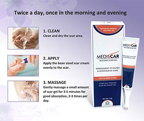 MediScar Silicone Scar Gel 15g, Keloid Scar Treatment, Hypertrophic Scar Removal Gel- Scar Removal for Face Body - Image 4