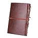EvZ Leather Writing Journal Notebook, 7 Inches Vintage Nautical Spiral Blank String Diary Notepad Sketchbook Travel to Write in, Unlined Paper, Retro Pendants, Classic Embossed, Retro Coffee