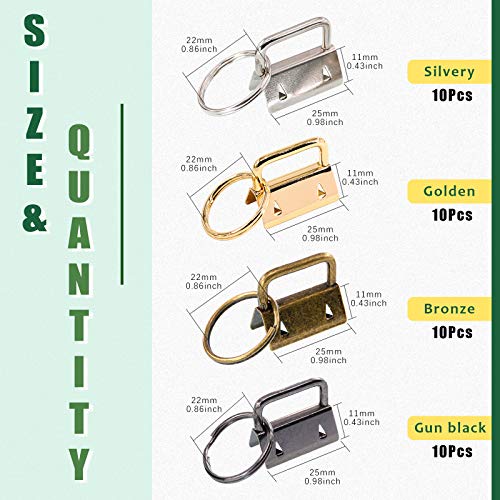 Keadic 41 Sets 1 Inch 4 Colors Key Fob Hardware with Key Fob Plier Kit