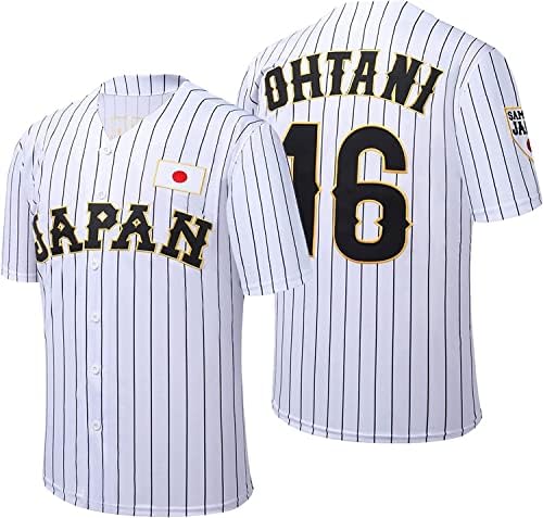 Amazon.com: Men's #16 Ohtani Jersey Japan Samurai White Black