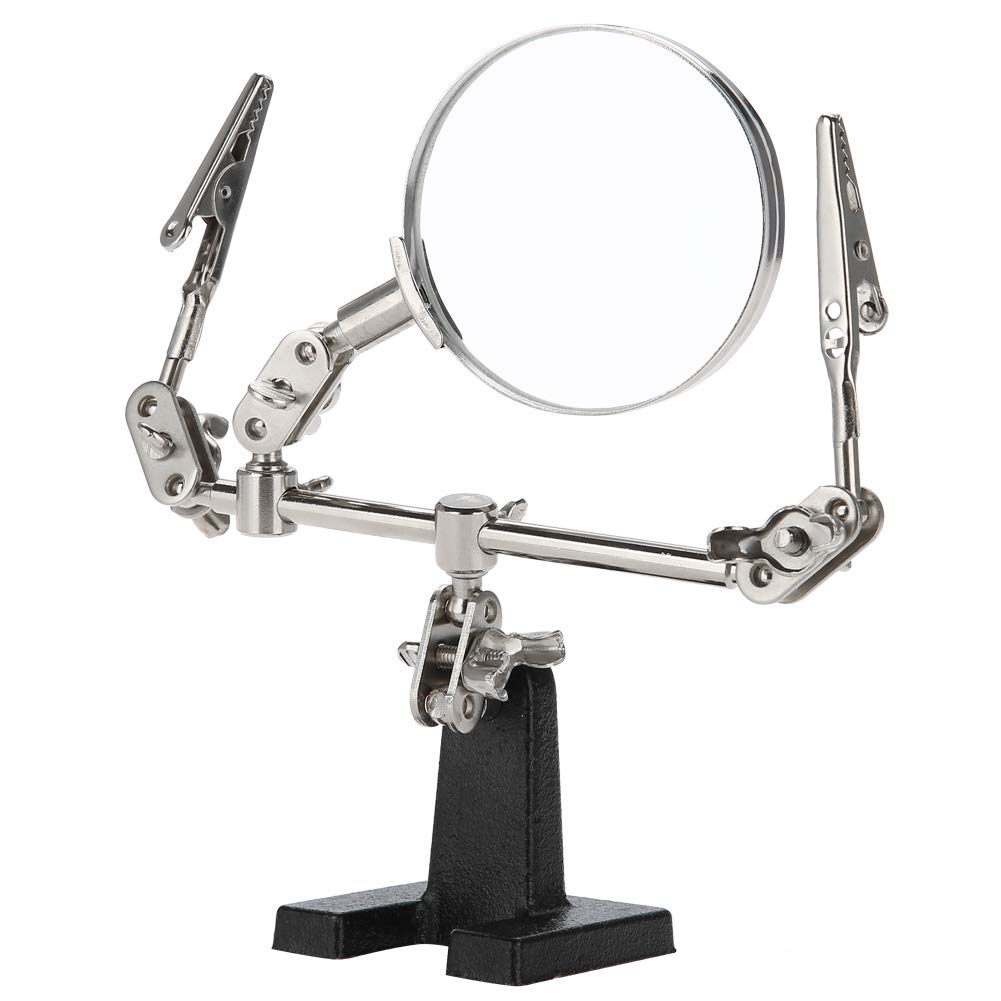 Helping Hands, Jewellery Magnifying Glass, Helping Magnifier, 5X Magnifying Glass Jewelry Accessory Magnifier with 2 Clamps for Jewellery Making Electronic Assembly