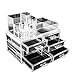 Clear Acrylic Cosmetics Makeup Jewelry Organizer 6 Drawers with 8 Compartments Top Section ( idea for Christmas, birthday gift)