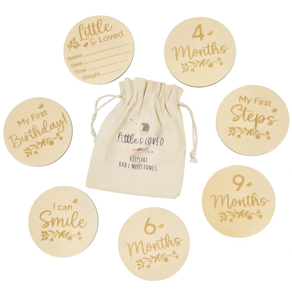 Baby Milestone Cards, Monthly Milestone Baby Discs Parents Personalised Gifts, Age New Baby Present for Boy or Girl, Gift Bag Mum to Be Pregnancy Gifts (Standard)