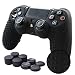 Pandaren PS4 Controller Grip,STUDDED Anti-slip PS4 Controller Cover Silicone Skin for PS4 /SLIM /PRO controller(Black controller skin x 1 + FPS PRO Thumb Grips x 8)