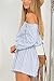 Sunm boutique Casual Off Shoulder Striped Short Rompers and Jumpsuits For Women(S, Blue)