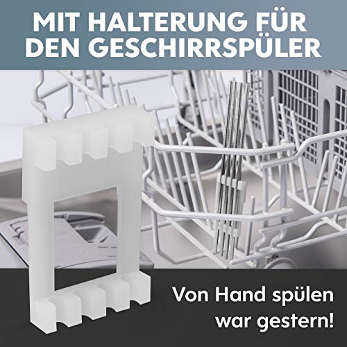 INDORAIN Edelstahl-Strohhalme (Silber, 6mm - lang) - Exklusives Set - 6 Wiederverwendbare Metall Trinkhalme… – Bild 4