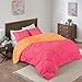 Comfort Spaces Vixie Reversible Comforter Set - Trendy Casual Geometric Quilted Cover, All Season Down Alternative Cozy Bedding, Matching Sham, Pink/Orange, Twin/Twin XL 2 piece