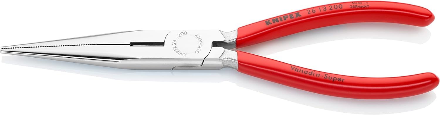 KNIPEX Snipe Nose Side Cutting Pliers (Stork Beak Pliers) Chrome-Plated with Plastic Coating 200 mm, 26 13 200