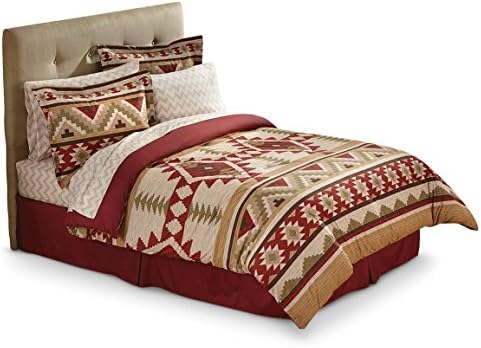 Southwest Red &amp; Tan Native American King Comforter, Sheets, Shams &amp; Bed Skirt (8 Piece Bed In A Bag) + HOMEMADE WAX MELT