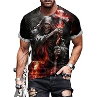 T-shirt Homme Gothique Afterlife Grim Reaper - Coton Gildan 5000, Coupe Loose, Impression Skull, Neuf Sans étiquette