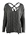 Simplee Apparel Women's Loose Long Sleeve Cross Back Cable Ribbed Knit Sweater,Green,One Size