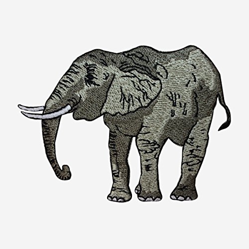 ID 2827 African Elephant Patch Safari Animal Embroidered Iron On Applique