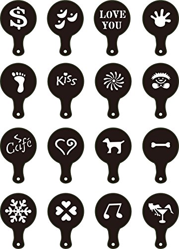 UPC 701354652296, Sealike 16 Pcs Coffee Barista Stencils Template Cappuccino Art Stencils Strew Pad Spray with Stylus