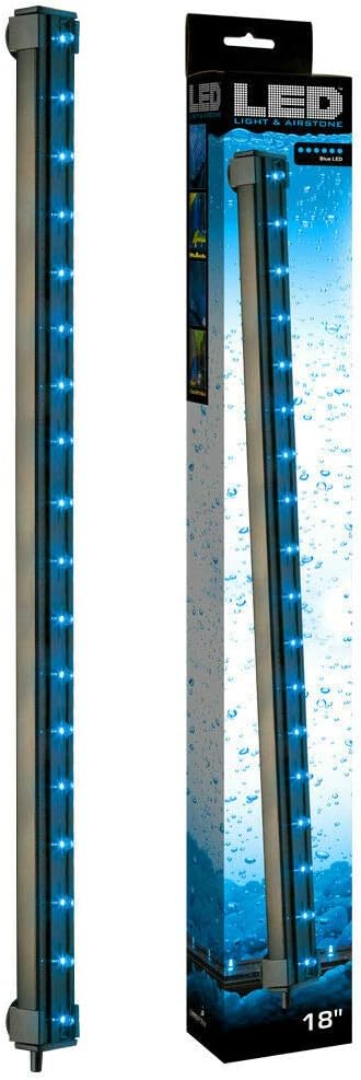 ViaAquaBlue LED Submersible Air Bubble Light Underwater Aquarium Fish 6,12,18" (18" 3.3w Blue LED Light & Airstone)