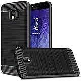 ZeKing Galaxy J4 2018 Case, Brushed Texture Soft TPU Carbon Fiber Shock Resistant Phone case Anti-Scratch Flexible Full-Body Protective Cover for for Samsung Galaxy J4 (2018) (Black)