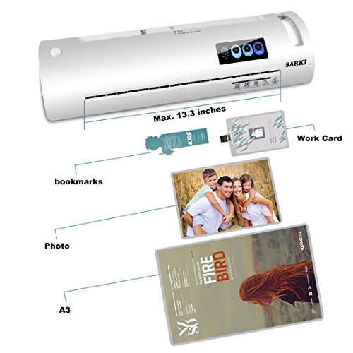 13" Thermal Laminator, Laminating Machine Supports Both Hot & Cold Laminating, 3-Minute Warm-up, 320mm/min Laminating Speed, Automatic Shut Off Function, Great for Document/Photo/Card (A3-White)