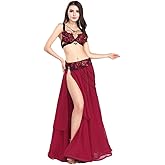 ROYAL SMEELA Belly Dancer Costumes for Women - Dance Bra and Belt, Chiffon Skirt With Slit - Dancing Outfit for Carnival