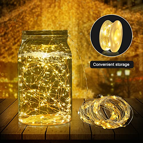 2 Pack USB Fairy Lights Plug in with Remote - 66 Feet 200 LEDs 8 Lighting Modes String Lights, Mini Twinkle Lights for Christmas Bedroom Indoor Party Wedding Decoration (Warm White)