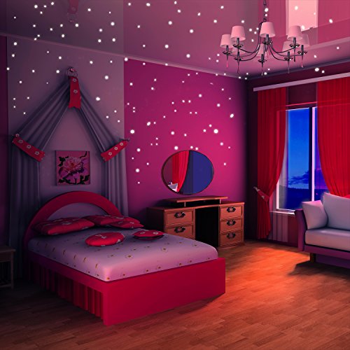 Airbin Glow in The Dark Star Decals Glowing Reusable Ceiling DÃ©cor of 1447Pcs Dots Plus Moon and Constellation Guide Perfect for Kids Bedding Room or Media Room, Beautiful Wall DecalsÂ 