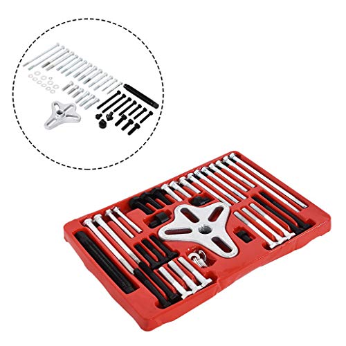 Hunzed 46Pc Harmonic Balancer Gear Puller Steering Wheel Pulley Steel Yoke Washer Crank (Silver)