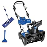 Snow Joe Ion Cordless Single Stage Snow Blower With Rechargeable Ecosharp 40V Lithium (iON18SB) w/ Bonus Ice Scraper- Brass Blade & Telescoping Snow Shovel Roof Rake Bundle