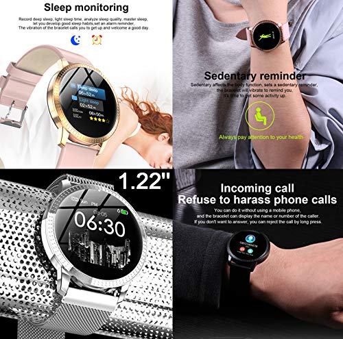 TURNMEON-Women-Hybrid-Smart-Watch-Waterproof-Fitness-Tracker-Color-Touchscreen-Fashion-Smartwatch-with-Heart-Rate-Monitor-Blood-Pressure-Monitor-Sleep-Female-Menstrual-Record-Pedometer