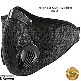 WHPH Dustproof Mask | Dust Activated Carbon Filter Cotton Sheet Valves Exhaust Anti Pollen Allergy PM2.5 Running Cycling Outdoor Activities Filtration Air Germs Pollution