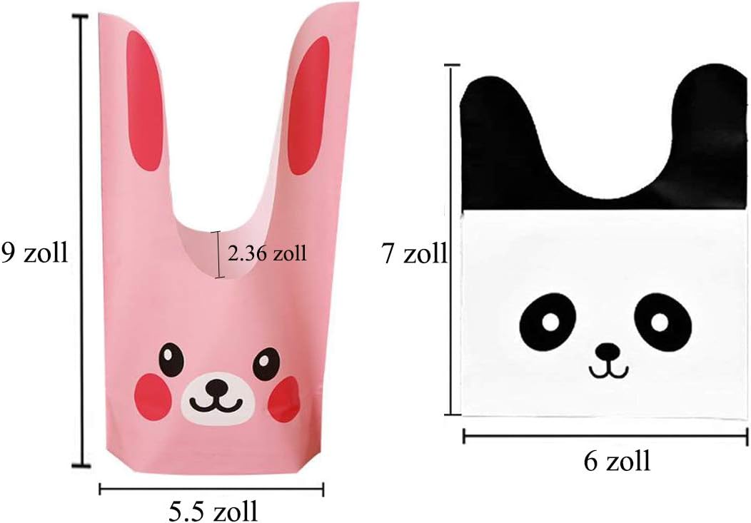 TANGGER 50 PCS Candy Bags Cute Ears Image Plastic Gift Bags for Wedding Cookie Bakery Biscuit Storage Party Bags and Buffet Supplies - Image 3