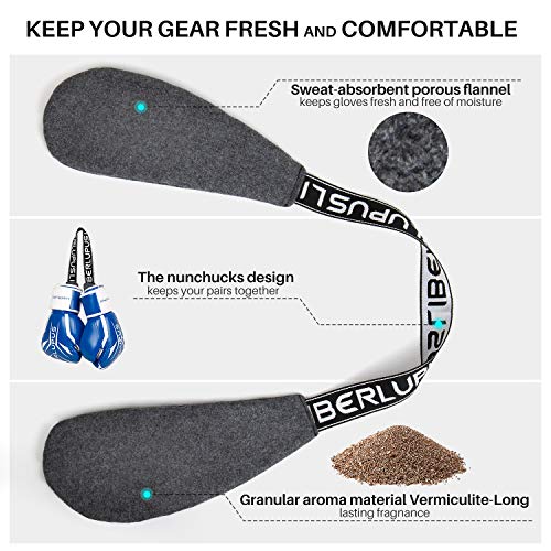 Liberlupus Glove Deodorizers for Boxing and All Sports - Absorbs Stink and Leaves Gloves or Shoes Fresh and Free of Moisture (Gray-One Size, BlackBerry & Laurel Leaf)
