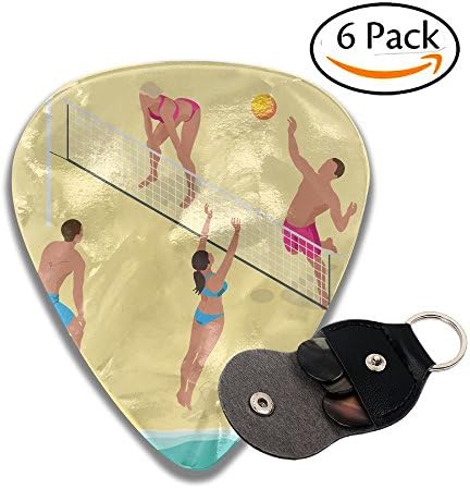 Beach Volley Ball 351 Shape Guitar Picks 6 Pack Includes Thin, Medium &amp; Heavy Gauges For Electric Guitar, Acoustic Guitar, Mandolin, And Bass