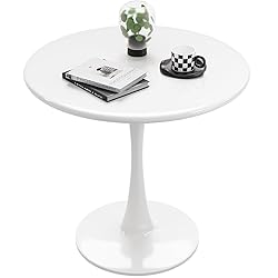 Recximi White Round Dining Table for 2, 24 Inch
