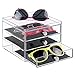 mDesign Stackable Watch & Eyeglass Organizer Holder for Sunglasses, Reading Glasses, Eyeglasses, Watches - 3 Drawers, Clear/Black