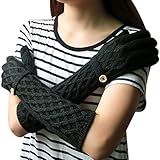 Cozy Design Women's Woolen and Cony Hair Knitted Long Gloves