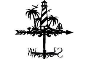 beinkmake Lighthouse Weathervane Metal Wind Vane Shorelines Palm Tree Garden Decoration Direction Indicator Stake Mount Ornament for Farmhouse Yard Roof Outdoor